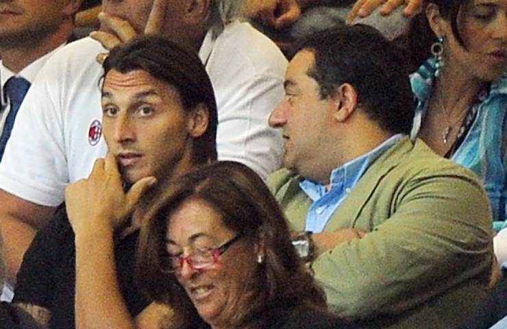 Zlatan Ibrahimovic e Mino Raiola a San Siro