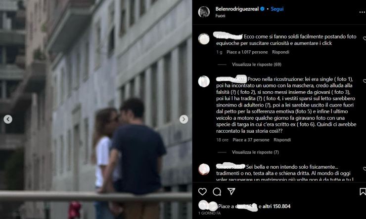 Post Belen Rodriguez: un uomo e una donna che si baciano