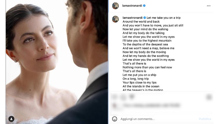 alessandra mastronardi dedica al marito