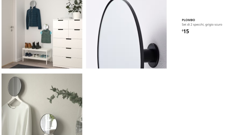 ikea set di specchi plombo