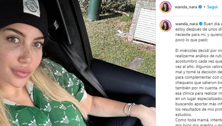 wanda nara messaggio