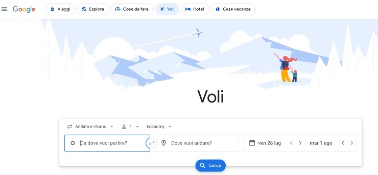 google flight permette di personalizzare al massimo la ricerca del volo