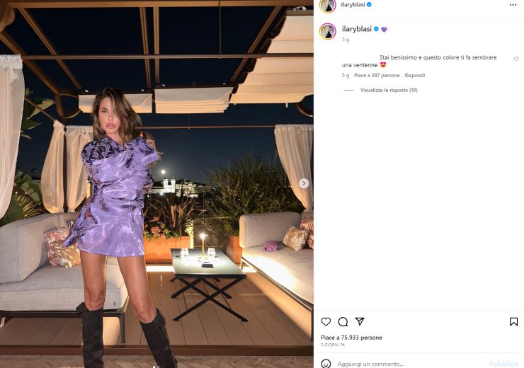 Ilary Blasi look scatto social