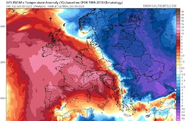 Anomalia delle temperature in Pianura Padana