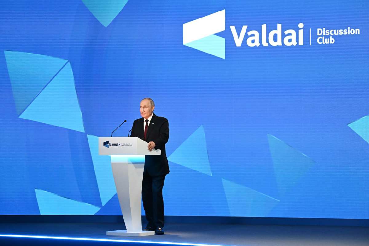 Presidente russo Vladimir Putin al Valdai Club di Sochi