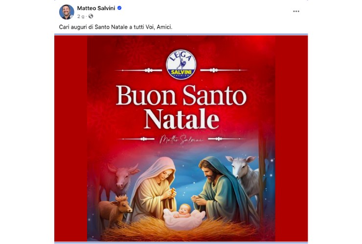 Post con presepe di Matteo Salvini