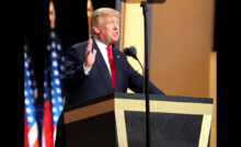 Donald Trump durante un comizio