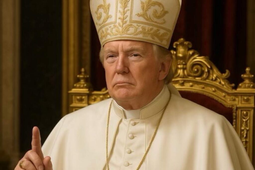 Donald Trump vestito da Papa